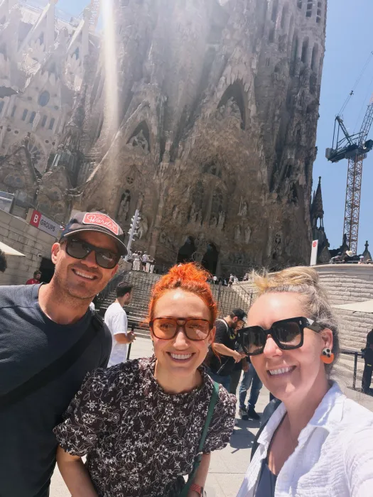 Selfie with clients at the Sagrada Família